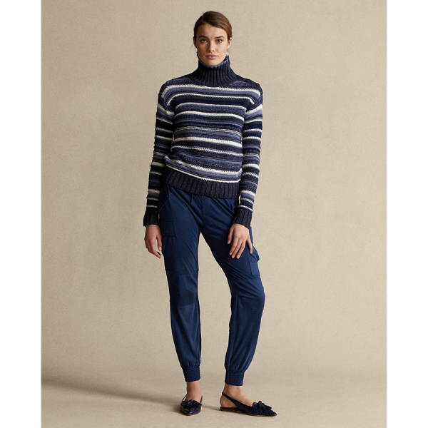 Blue Multi Striped Buttoned-Placket Turtleneck Polo Ralph Lauren 4