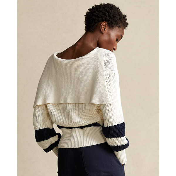Cream/Navy Cotton Lace-Up Jumper Polo Ralph Lauren 5