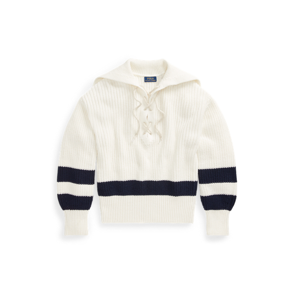 Cream/Navy Cotton Lace-Up Jumper Polo Ralph Lauren 2