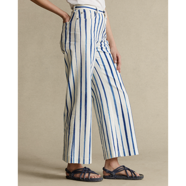 898 White/Navy Stripe Striped Wide-Leg Pant Polo Ralph Lauren 5