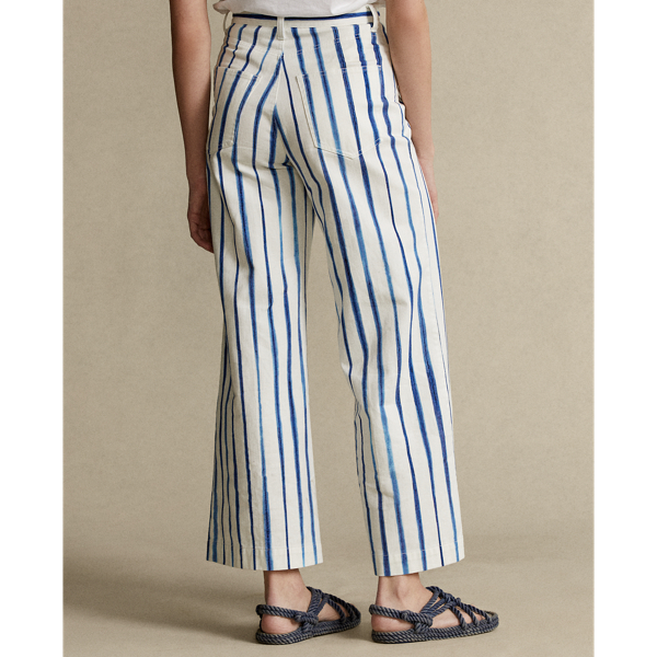 898 White/Navy Stripe Striped Wide-Leg Pant Polo Ralph Lauren 6