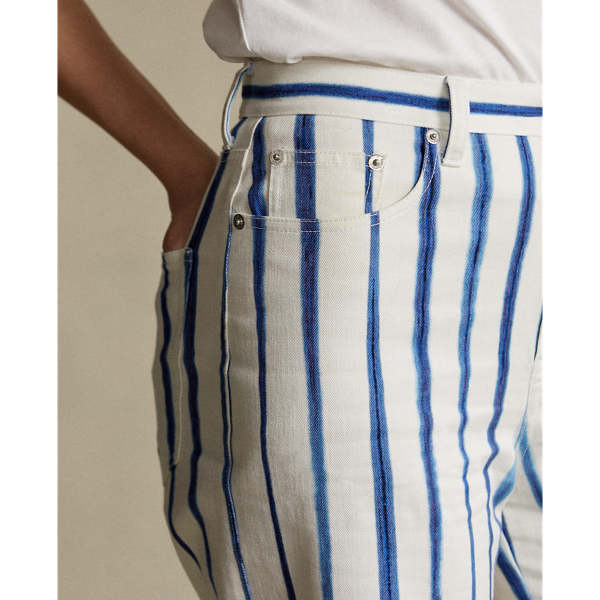 898 White/Navy Stripe Striped Wide-Leg Pant Polo Ralph Lauren 7