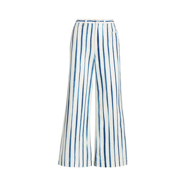 898 White/Navy Stripe Striped Wide-Leg Pant Polo Ralph Lauren 2