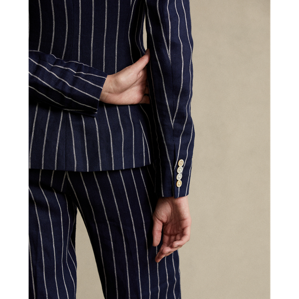 Navy/Cream Pinstripe Pinstripe Linen Blazer Polo Ralph Lauren 6