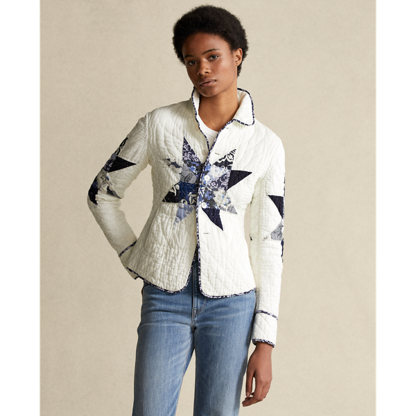 Navy/Cream Multi Quilted Patchwork Jacket Polo Ralph Lauren 5
