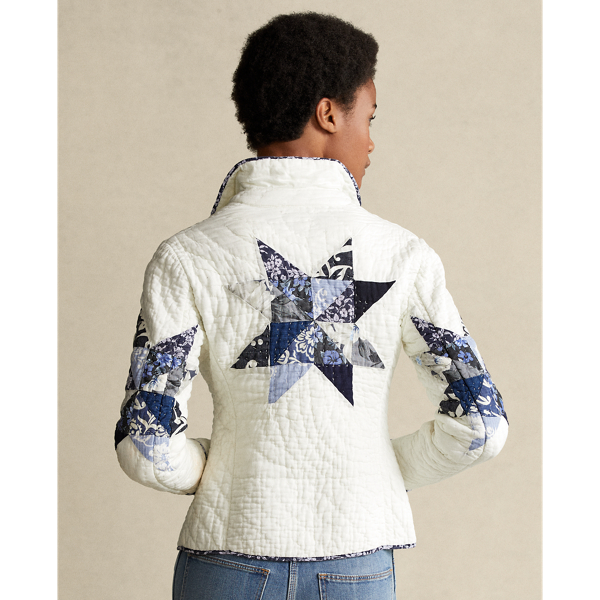 Navy/Cream Multi Quilted Patchwork Jacket Polo Ralph Lauren 6