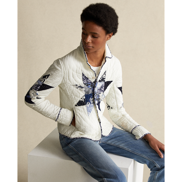 Navy/Cream Multi Quilted Patchwork Jacket Polo Ralph Lauren 7