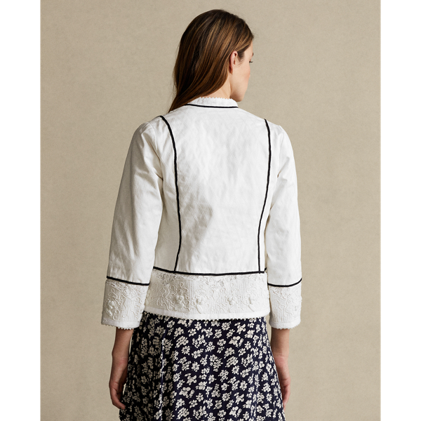 White Cotton Twill Lace Jacket Polo Ralph Lauren 6