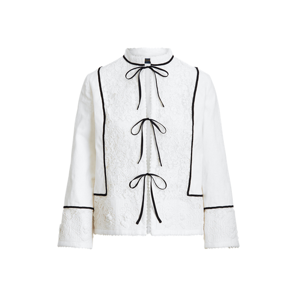 White Cotton Twill Lace Jacket Polo Ralph Lauren 2