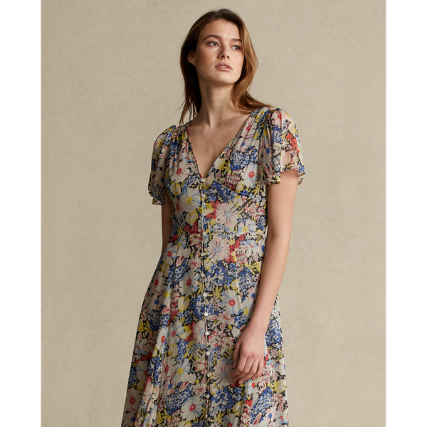Hampton Floral Floral V-Neck Dress Polo Ralph Lauren 4