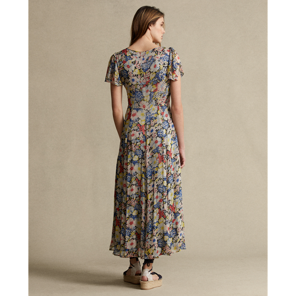 Hampton Floral Floral V-Neck Dress Polo Ralph Lauren 6