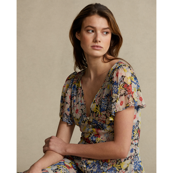 Hampton Floral Floral V-Neck Dress Polo Ralph Lauren 7