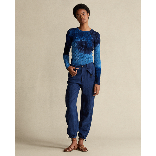 Blue Multi Tie-Dye Cable-Knit Cotton Jumper Polo Ralph Lauren 4