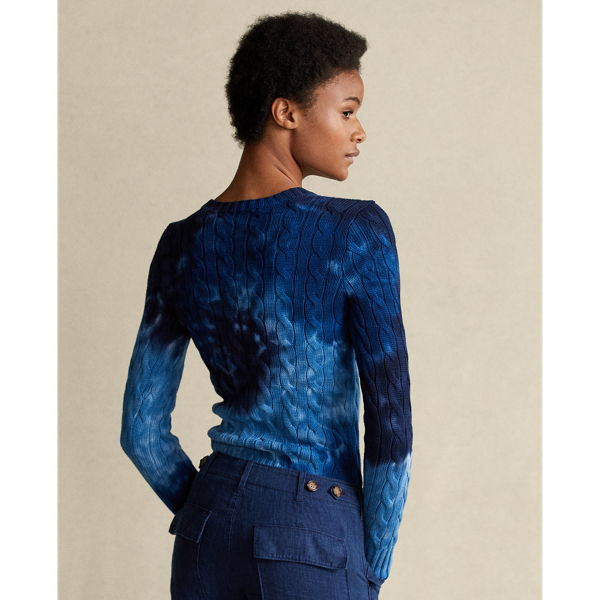 Blue Multi Tie-Dye Cable-Knit Cotton Jumper Polo Ralph Lauren 5