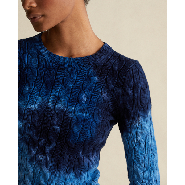 Blue Multi Tie-Dye Cable-Knit Cotton Jumper Polo Ralph Lauren 6