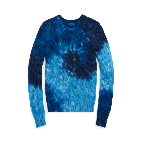 Blue Multi Tie-Dye Cable-Knit Cotton Jumper Polo Ralph Lauren 2