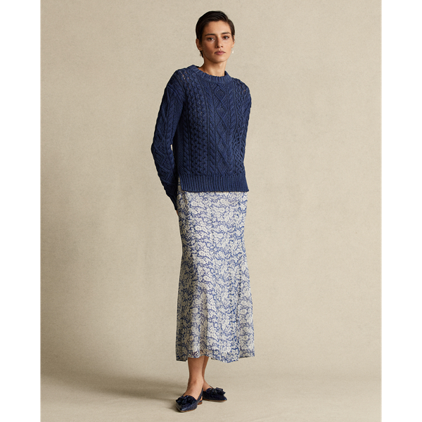 Navy Aran-Knit Cotton Jumper Polo Ralph Lauren 4