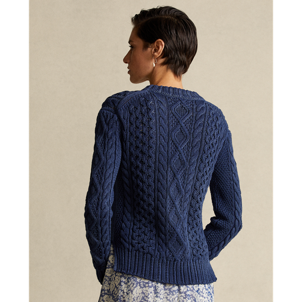 Navy Aran-Knit Cotton Jumper Polo Ralph Lauren 5