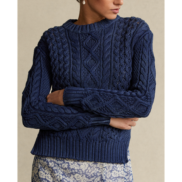 Navy Aran-Knit Cotton Jumper Polo Ralph Lauren 6