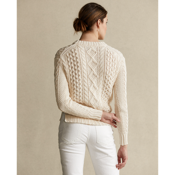 Cream Aran-Knit Cotton Jumper Polo Ralph Lauren 6