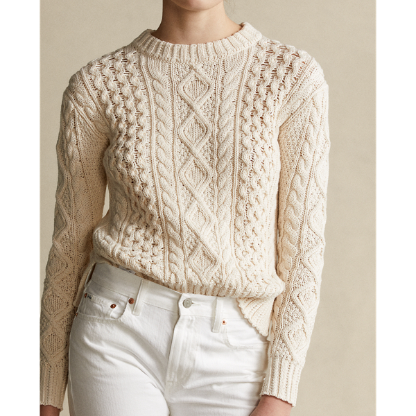 Cream Aran-Knit Cotton Jumper Polo Ralph Lauren 7