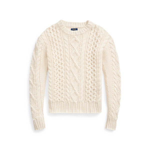 Cream Aran-Knit Cotton Jumper Polo Ralph Lauren 2