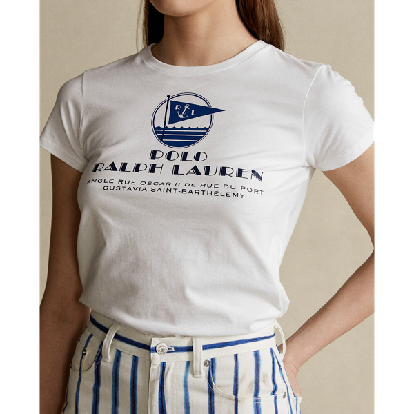 White Graphic Logo Cotton Tee Polo Ralph Lauren 6