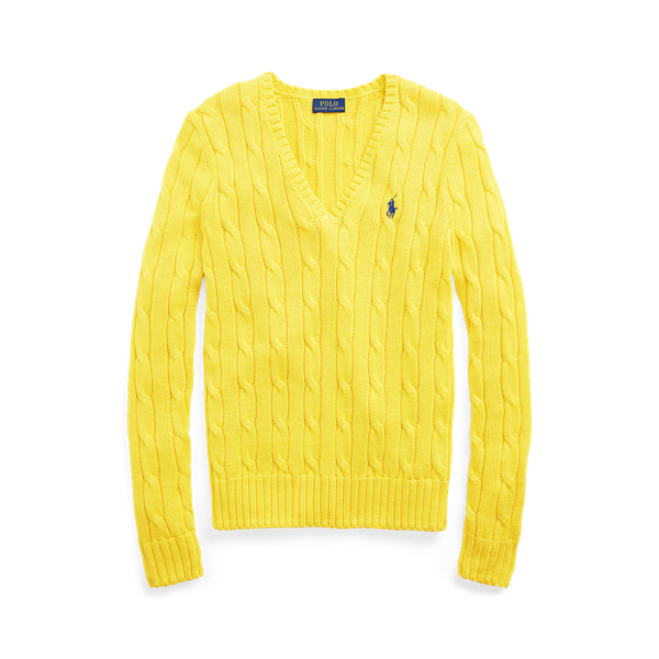 Cable-Knit Cotton V-Neck Sweater Polo Ralph Lauren 1