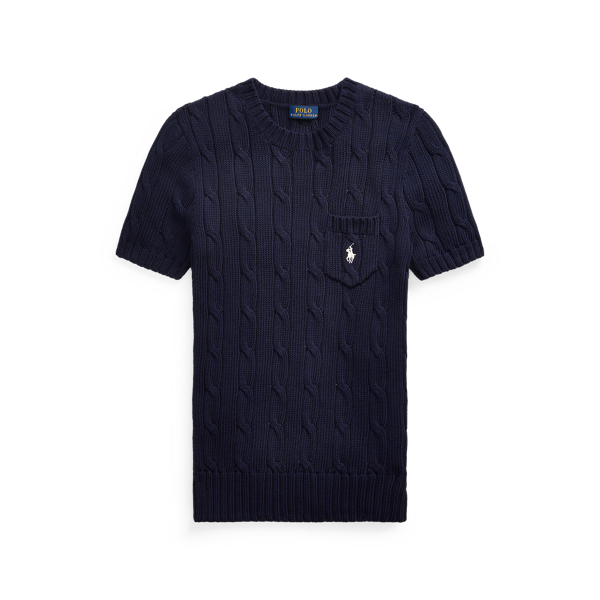 Cable-Knit Short-Sleeve Sweater