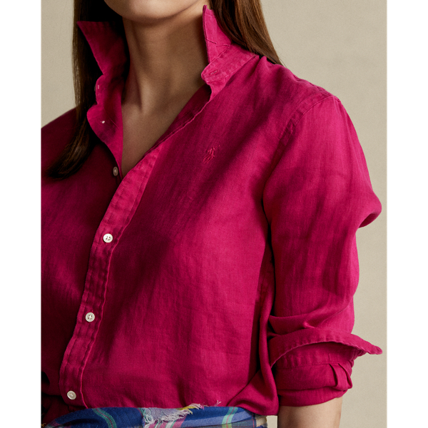 Sport Pink Relaxed Fit Linen Shirt Polo Ralph Lauren 6