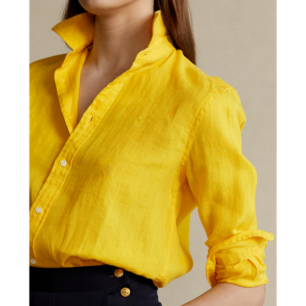 University Yellow Relaxed Fit Linen Shirt Polo Ralph Lauren 6