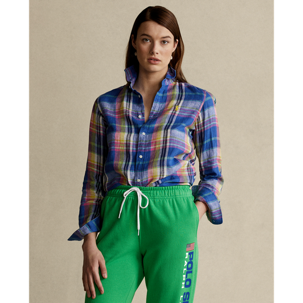 Classic Fit Plaid Linen Shirt for Women Ralph Lauren® CL