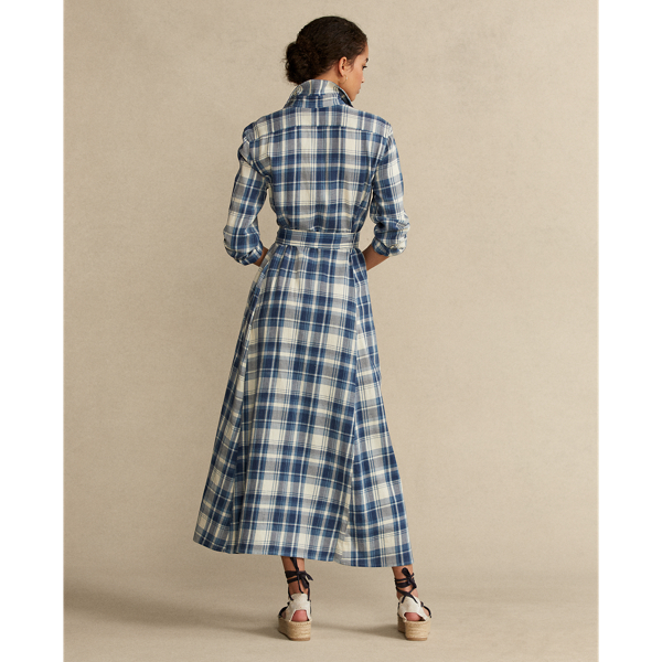 Blue/White Plaid Cotton Shirtdress Polo Ralph Lauren 5