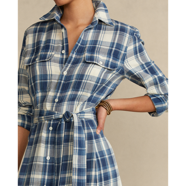 Blue/White Plaid Cotton Shirtdress Polo Ralph Lauren 6