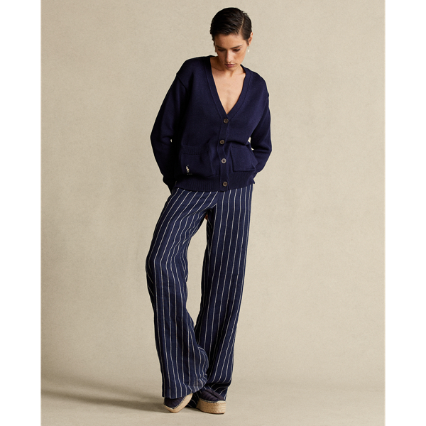 Hunter Navy Cotton V-Neck Cardigan Polo Ralph Lauren 4
