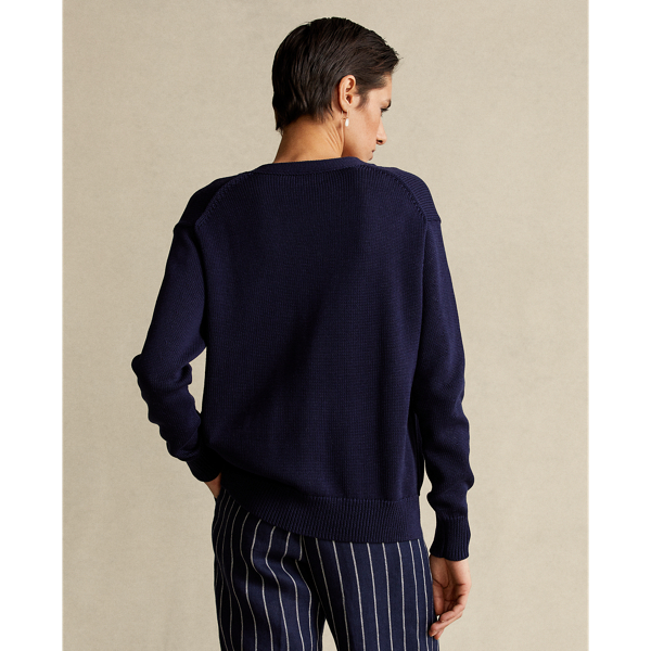 Hunter Navy Cotton V-Neck Cardigan Polo Ralph Lauren 6