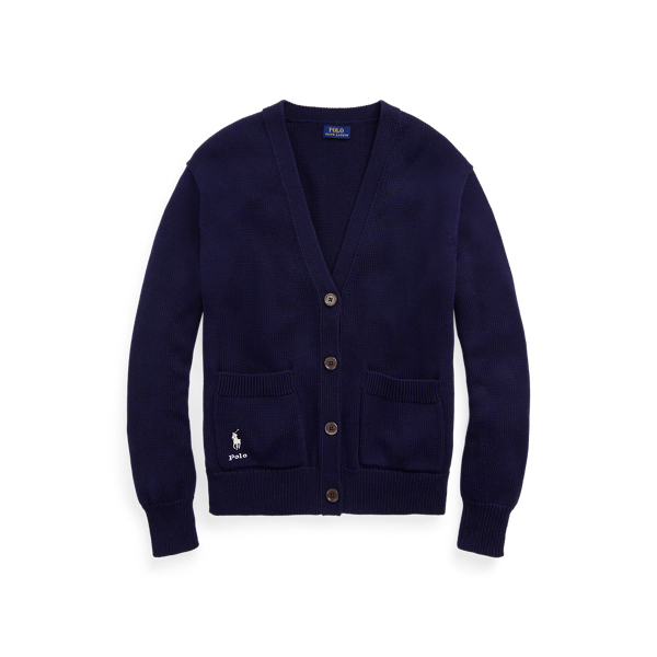 Hunter Navy Cotton V-Neck Cardigan Polo Ralph Lauren 2