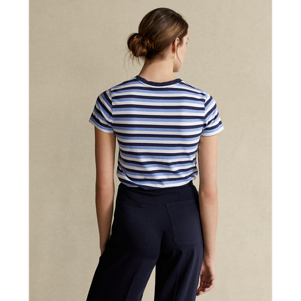 Blue/Navy/White Striped Cotton Tee Polo Ralph Lauren 5