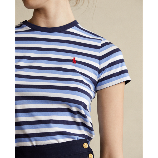 Blue/Navy/White Striped Cotton Tee Polo Ralph Lauren 6