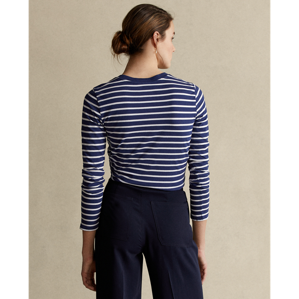 New Classic Navy/White Striped Cotton Shirt Polo Ralph Lauren 5