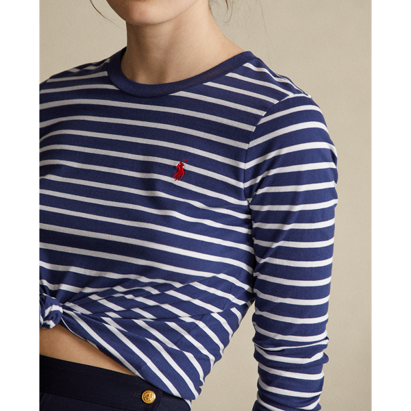 New Classic Navy/White Striped Cotton Shirt Polo Ralph Lauren 6