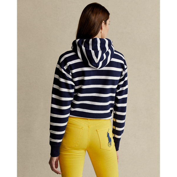 Cruise Navy/White Striped Logo Fleece Hoodie Polo Ralph Lauren 5