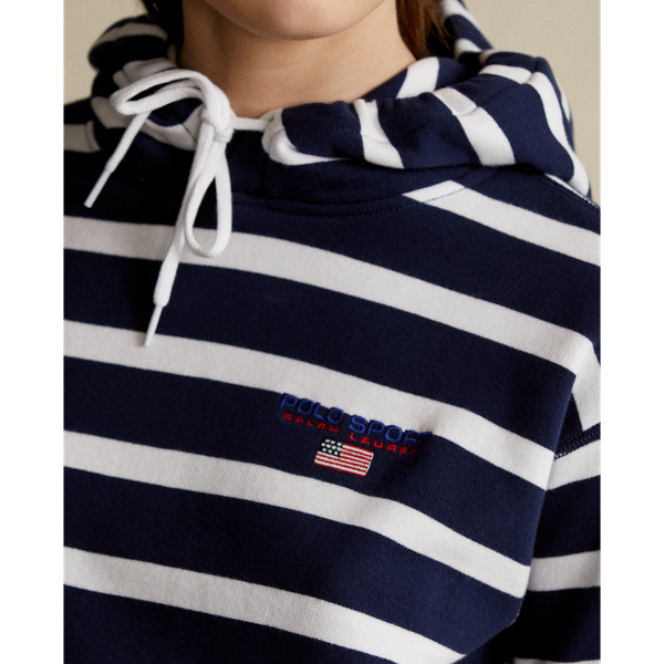 Cruise Navy/White Striped Logo Fleece Hoodie Polo Ralph Lauren 6