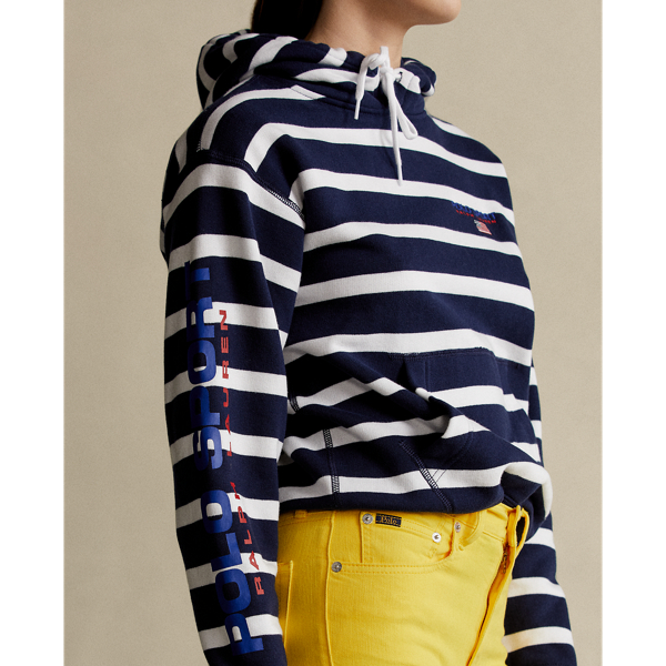 Cruise Navy/White Striped Logo Fleece Hoodie Polo Ralph Lauren 7