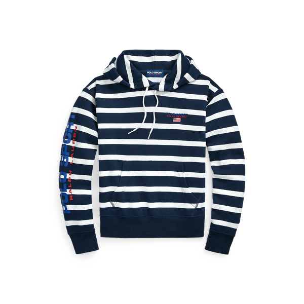 Cruise Navy/White Striped Logo Fleece Hoodie Polo Ralph Lauren 2