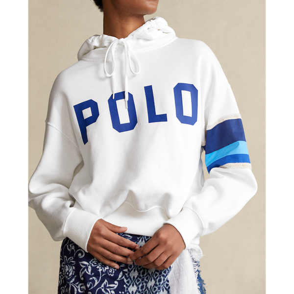White Striped-Trim Fleece Hoodie Polo Ralph Lauren 6