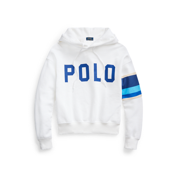 White Striped-Trim Fleece Hoodie Polo Ralph Lauren 2