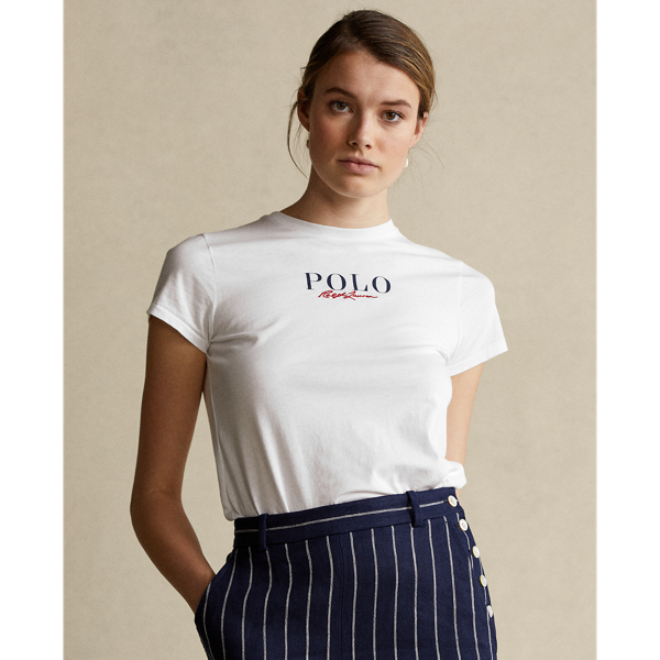 White Logo Cotton Tee Polo Ralph Lauren 5