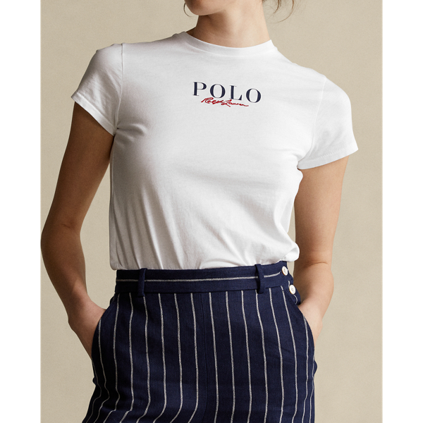White Logo Cotton Tee Polo Ralph Lauren 7