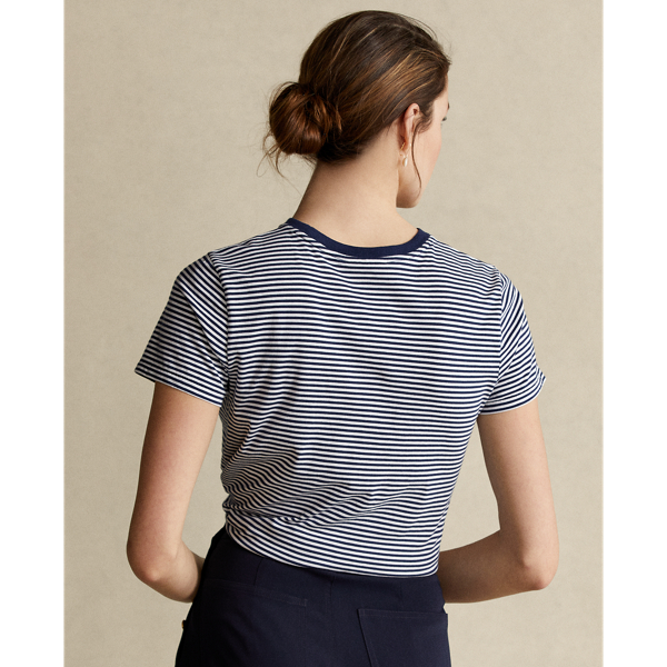 Cruise Navy/White Stripe Striped Logo Cotton Tee Polo Ralph Lauren 5